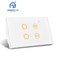 Interrupteur mural tactile intelligent MakeGood Crystal Glass AU Standard SAA RGB avec rétroéclairage Tuya Zigbee 2Gang pour lumières et rideaux