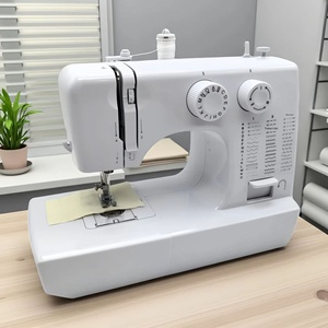 Machine à coudre domestique multifonctionnelle à double aiguille, surjeteuse et boutonnière, modèle mini de bureau - Product Image 1