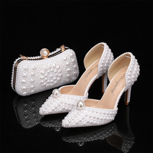 Set di Scarpe e Borse <span class=keywords><strong>da</strong></span> <span class=keywords><strong>Sera</strong></span> di Lusso con Perle, <span class=keywords><strong>Pochette</strong></span> con Cristalli, Scarpe Italiane e Borse Abbinate per Donne - Product Image 4