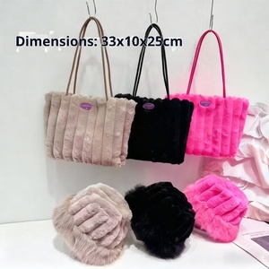 Nuova Borsa Tote <span class=keywords><strong>Invernale</strong></span> 2025 in Finta Pelliccia per Donna, Grande Capacità con Chiusura a Cerniera, Fodera in Poliestere, Borsa a Spalla Casual - Product Image 2