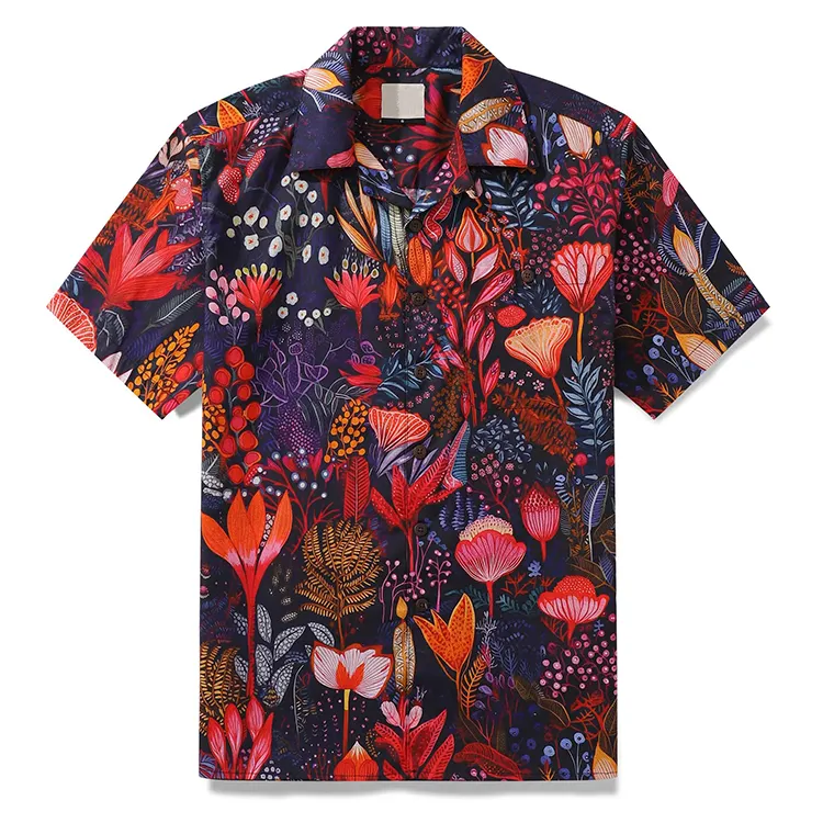 Low Price Single Breasted Custom Print High Quality Holiday Hawaiian Shirts 100 Cotton