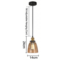 Suspension industrielle vintage à 4 lumières en verre ambré, réglable, avec douille E27, pour salle à manger et bar