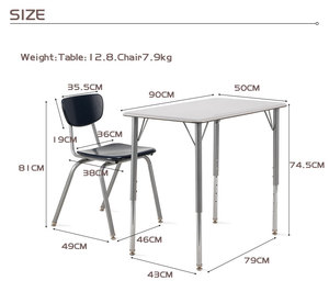 Meubles de bureau rectangulaires pour étudiants, chaise de bureau, bureaux pour salles de réunion, table d'ordinateur à hauteur réglable - Product Image 6