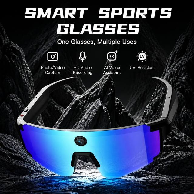 VALDUS AI Translation 8MP Camera 1080P Video Recording Sports Sunglasses Cycling Hiking  Headset SVI01 Smart Glasses