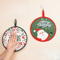 FF3456 Xmas Christmas Santa Serviette de séchage des mains Table absorbante Tapis résistant à la chaleur Serviette de Noël pour salle de bain Cuisine