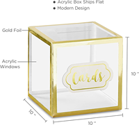 Boîte à cartes de mariage personnalisée en acrylique transparent avec bordure dorée, porte-cartes cadeaux de 10 pouces pour réception de mariage