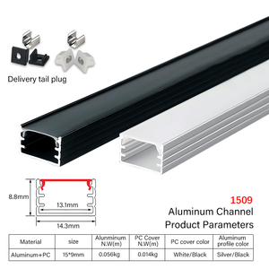 โปรไฟล์ช่องอลูมิเนียม LED ความยาวตามสั่งพร้อมตัวกระจายแสงสีดำ/ขาวสำหรับไฟอลูมิเนียมอัลลอยด์ - Product Image 2