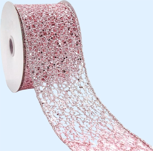 Glitter Wired <strong>Ribbon</strong> for Christmas Tree Sparkling <strong>Mesh</strong> <strong>Ribbon</strong> 2.5 Inch X 10 Yard Wired Edge for Gift Wrapping Crafts Wreath - Product Image 4