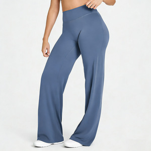 Pantalon de sport pour femme à taille haute, séchage rapide, effet push-up, coupe large évasée, avec logo personnalisé, idéal pour le yoga et le fitness - Product Image 3