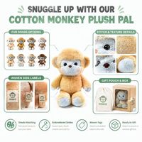 Peluche singe à nez arqué doré en polyester brodé, tissu super doux, anti-stress, Noël, unisexe, directement de l'usine, OEM ODM