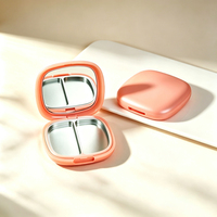 Boîte à poudre compacte avec fermeture auto-agrippante, miroir intégré, compartiment unique, compartiment double