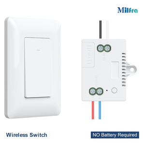 RF433Mhz Interruptor de pared de luz inalámbrico autoalimentado y <span class=keywords><strong>Kit</strong></span> de receptor No se necesita WiFi Interruptor de iluminación de control remoto para interiores y exteriores - Product Image 3