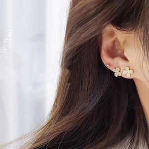 Pendientes de trébol de <span class=keywords><strong>helado</strong></span> de fresa para mujer, oro amarillo sólido auténtico de 18K, conjuntos de joyería de piedras preciosas de diamante completo para mujer <span class=keywords><strong>2022</strong></span> - Product Image 4