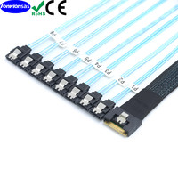 Cable de conversión de disco duro PCI-E Slimline SAS SFF-8654 8I con conector antidesviación a 8X SATA de cabezal recto