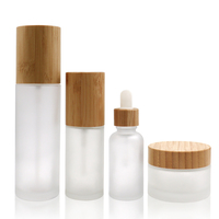 Botol Semprot Bambu Matte Frosted dengan Semprotan Kabut Halus, Ukuran Kosong 30ml 50ml 60ml 100ml 120ml, Bentuk Flat Shoulder