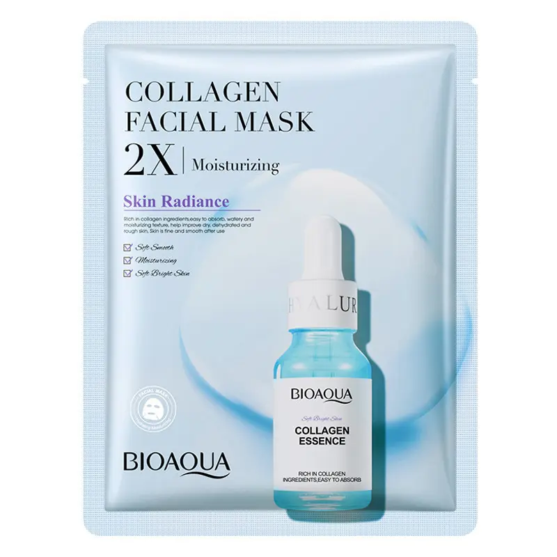 BIOAQUA colágeno Centella hoja máscara belleza cara máscara facial extractos de plantas hidratante cuidado nutritivo máscara facial