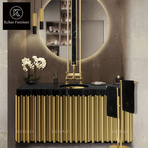 <span class=keywords><strong>Meuble</strong></span> de salle de bain design italien personnalisé <span class=keywords><strong>avec</strong></span> évier en acier inoxydable plateau en marbre <span class=keywords><strong>noir</strong></span> lavabo de petite taille - Product Image 3