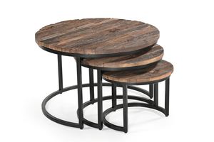 Juego de mesas de centro modernas de diseño, juego de 3 mesas de centro redondas de hierro/madera, muebles de sala de estar a precio de mayoreo. - Product Image 2