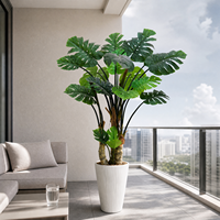 Tanaman Daun Monstera Buatan Ramah Lingkungan dengan Pot Putih, Pohon Palsu Perawatan Rendah untuk Dekorasi Rumah atau Kantor Dalam Ruangan.