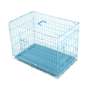 Haze <span class=keywords><strong>Blue</strong></span> Double Porte Grande Caisse Pliable En Métal Pour Chien Intérieur <span class=keywords><strong>Cages</strong></span> Pour Animaux Maisons En Plein Air Chien Chenil Cage - Product Image 1