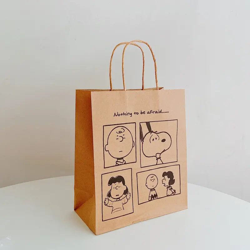 Sacs à provisions en papier kraft noirs écologiques personnalisés à la mode avec logo imprimé Fabricants pour le café et les courses de supermarché