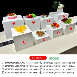 Набор из 4 белых акриловых квадратных подставок для демонстрации, подставок для фуршета и декора на свадьбу, хит продаж - Product Image 4