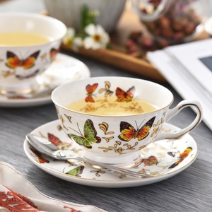 <span class=keywords><strong>Set</strong></span> di Tazza e Piattino in Ceramica con Logo Personalizzato, Elegante Servizio da <span class=keywords><strong>Caffè</strong></span> con Motivo a Farfalla - Product Image 2