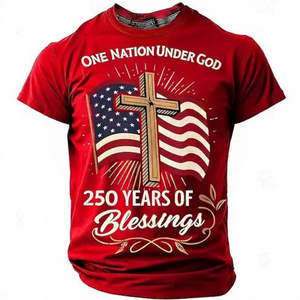 T-shirt da uomo in poliestere traspirante con stampa <span class=keywords><strong>3D</strong></span> vintage per il 250° anniversario degli Stati Uniti, con grafiche, a maniche corte, ad asciugatura rapida - Product Image 2