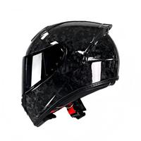Casque intégral de moto en fibre de carbone homologué DOT, noir brillant, spoiler aérodynamique, visière anti-buée, coque résistante aux chocs, unisexe