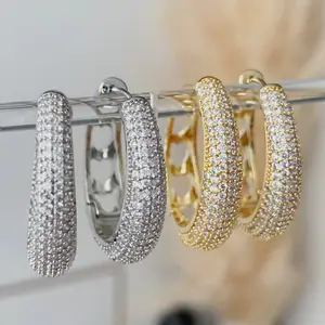 new design micro pave round hoop earrings for woman