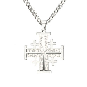 Collier en acier inoxydable avec croix <span class=keywords><strong>des</strong></span> croisiers de Jérusalem, pendentif croix <span class=keywords><strong>des</strong></span> chevaliers templiers - Product Image 4