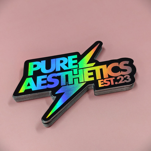 Pegatina holográfica personalizada para portátil con impresión de forma personalizada, láser, arcoíris, holograma, impermeable, de PVC, PET, PP, vinilo, troquelada. - Product Image 2