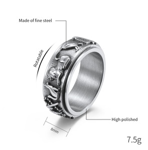 Anillo Giratorio <span class=keywords><strong>de</strong></span> Acero Inoxidable con Símbolo Egipcio Antiguo Original, Registro <span class=keywords><strong>de</strong></span> Derechos <span class=keywords><strong>de</strong></span> Autor, Hermoso Patrón con Significado, Joyería Hecha a Mano - Product Image 6