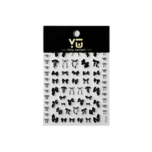 Pegatinas para uñas en relieve 3D, estilo Tweed con lazo de lunares, calcomanías autoadhesivas para uñas, adornos de lujo para uñas, para manicura de salón DIY - Product Image 5