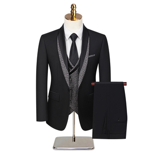 Thiết Kế Mới Củ<span class=keywords><strong>a</strong></span> Nam Giới Mỏng Phù Hợp Với 3 Mảnh Duy Nhất Ngực Trắng Tuxedo Khăn Choàng Ve Áo Phù Hợp Với Cho Đám Cưới - Product Image 3