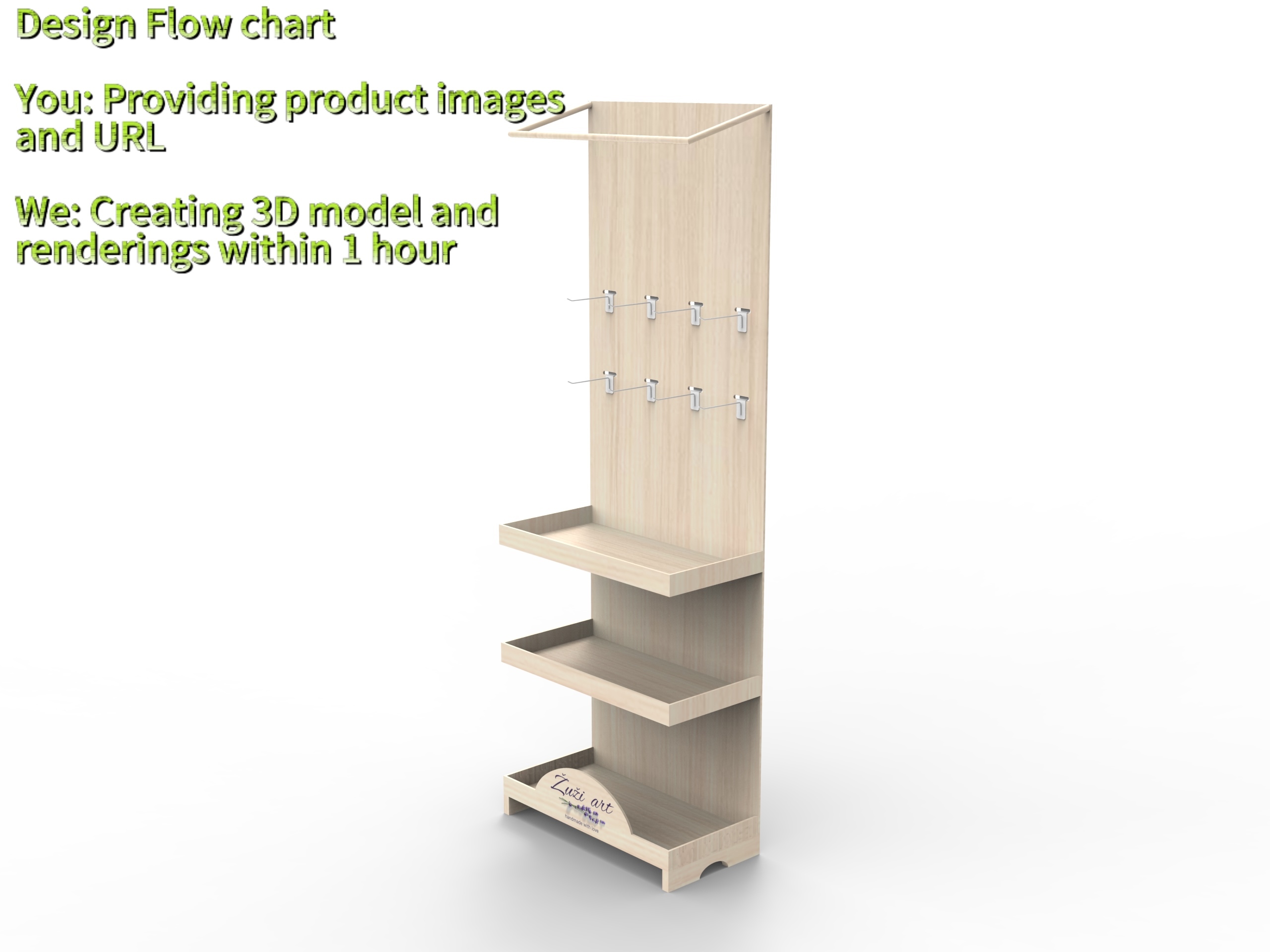 Customizded Wooden Display Stand Handmade Toy Display Shelf with Hooks for Retail for Toy Retail Store & Supermarket — view 4