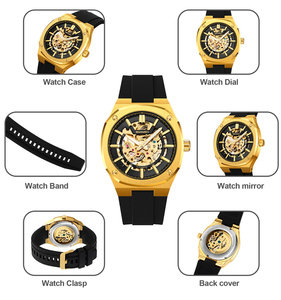 Luxury casual <b>automatic</b> mechanical <b>watch</b> customization Unique <b>skeleton</b> design in Various colors with skin friendly silicone - Product Image 3