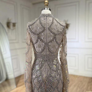 Abiti da sera con perline a sirena nera a maniche lunghe 2025 serena LA72316 eleganti abiti da festa da donna - Product Image 4