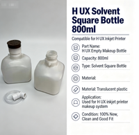 Bouteille carrée pour solvant H UX 800 ml compatible avec l'imprimante jet d'encre H UX, flacon vide pour maquillage H UX