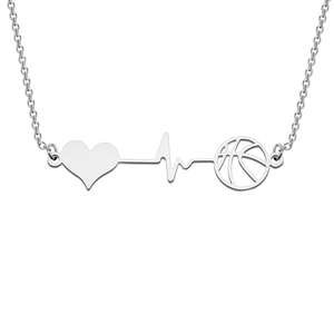 2024 argent or rose coeur sport cadeau fille femmes breloques personnalisées en acier inoxydable bijoux pendentif basket-ball collier - Product Image 2