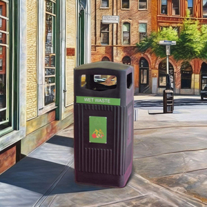 Outdoor Square Fiberglass Trash <b>Bin</b> with <b>Lid</b> Stylish Waste Container for Park Street Hotel Garden - Product Image 6