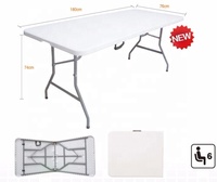Table pliante rectangulaire en plastique HDPE de 6 pieds, la plus récente, pour le camping