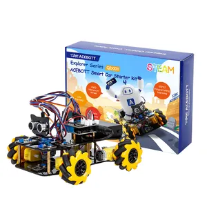 ACEBOTT ESP32 Kit Robot roda Omni, Kit pemula mobil Robot kamera pintar dapat diprogram untuk arduino