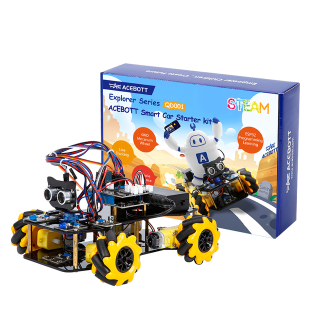 ACEBOTT ESP32 CAM Omni Wheel Robot Kit Programmable Obstacle Avoidance Tracking Smart Camera Robot Car Starter Kit for arduino