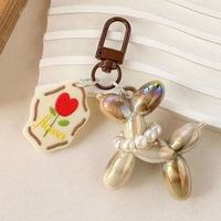 Porte-clés en forme de chien ballon à fleurs couleur café, pendentif Melad, étui personnalisé pour écouteurs, décoration pour sac à main pour femme
