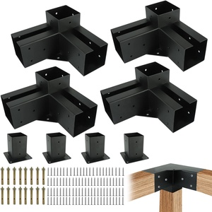 Kit de supports de pergola 4'' x 4'' 90 °   Support d'angle et base de poteau en acier robuste pour pergola, idéal pour patio et terrasse - Product Image 1