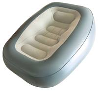 Fauteuil gonflable ergonomique avec surface floquée grise, intérieur gris, soutien doux, canapé gonflable individuel