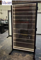 Vitrine d'exposition de cartes à collectionner Maxsen personnalisable, moderne, avec éclairage LED, à un seul côté, étagères multi-matériaux, montage facile, portable