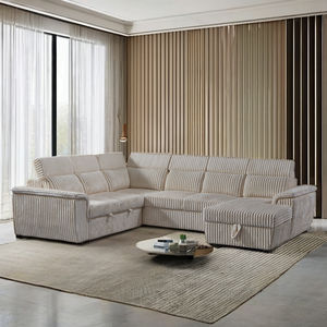 Conjunto de sofá en forma de U con marco de madera de tipo nórdico, muebles para sala de estar, sofá cama extensible para Hotel con sofá de almacenamiento - Product Image 1