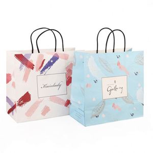 Customizable Classic <b>Biodegradable</b> Recyclable <b>Paper</b> Coffee Shopping Bag with Flexiloop Handle for Promotion and Free Sample - Product Image 1